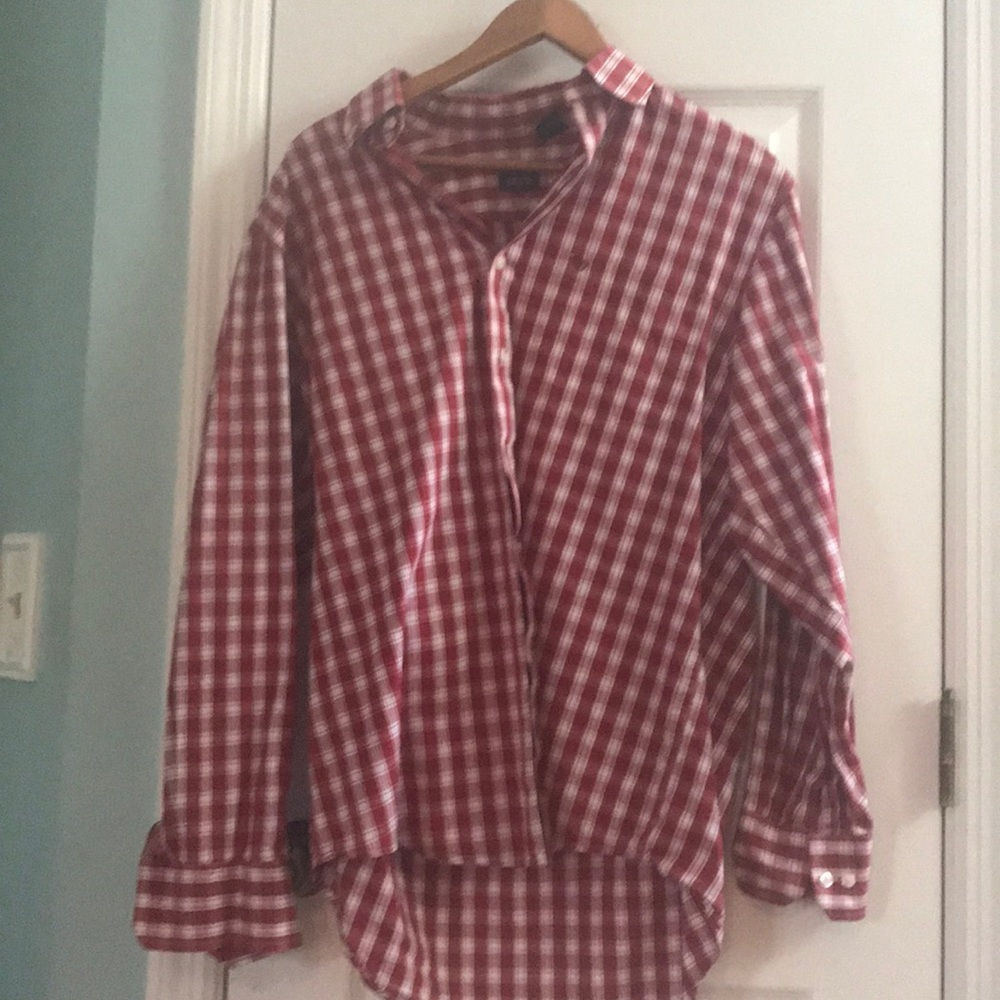 Red button down